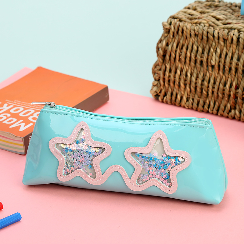 New Triangle Quicksand Sequins Pencil Case Glasses Sequin Pencil Case Student Stationery Glasses Pencil Case Factory Wholesale display picture 5