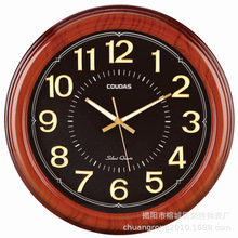 北欧风格夜光掛鐘16寸大圆钟18寸仿木纹钟表高端时钟厂家直销批发