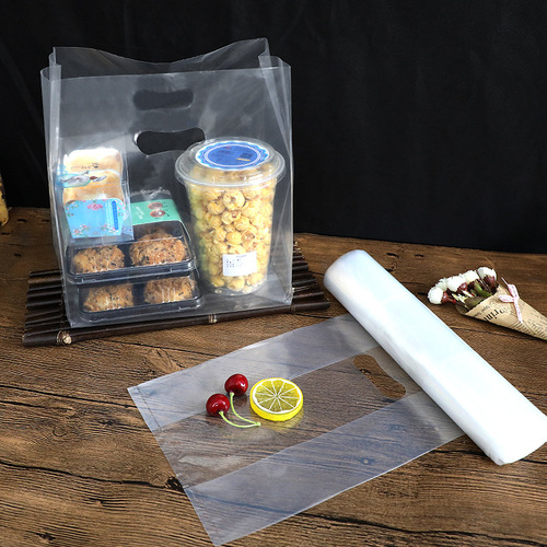 Takeaway packaging bag high-pressure pure transparent plastic food bag steak rice salad baking desserts carry-on packaging for children