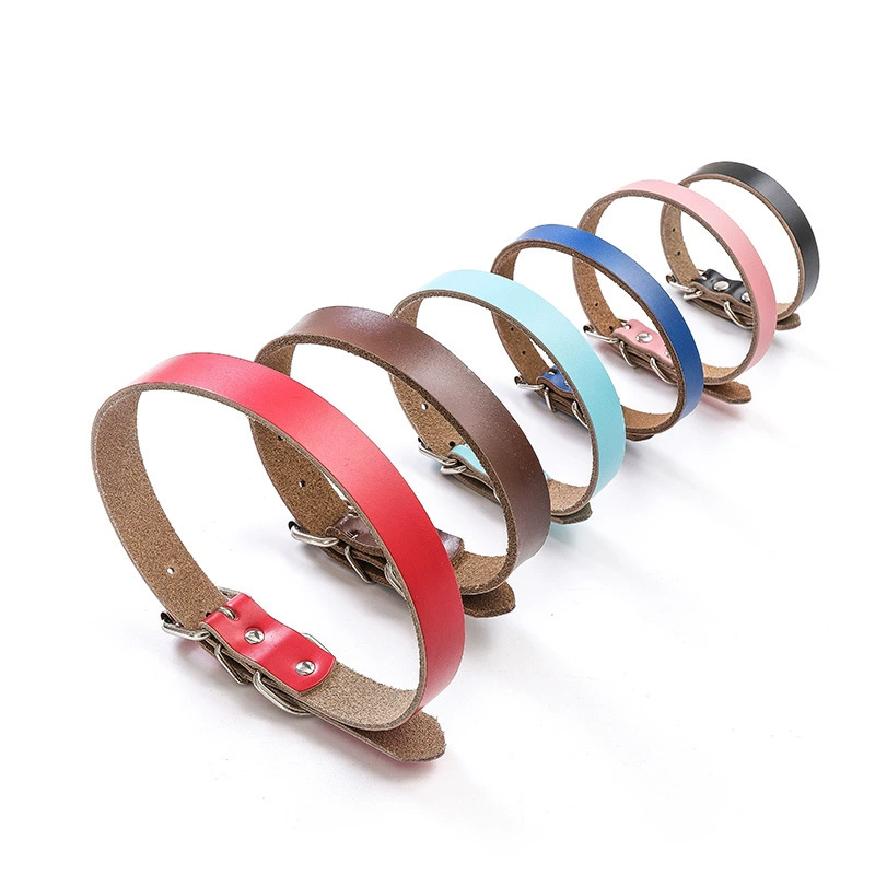 Взрывы чистая воловья кожа ошейник для домашних животных Лазерная надпись кожаный ошейник цепь для собак поводок для домашних животных в наличии оптом