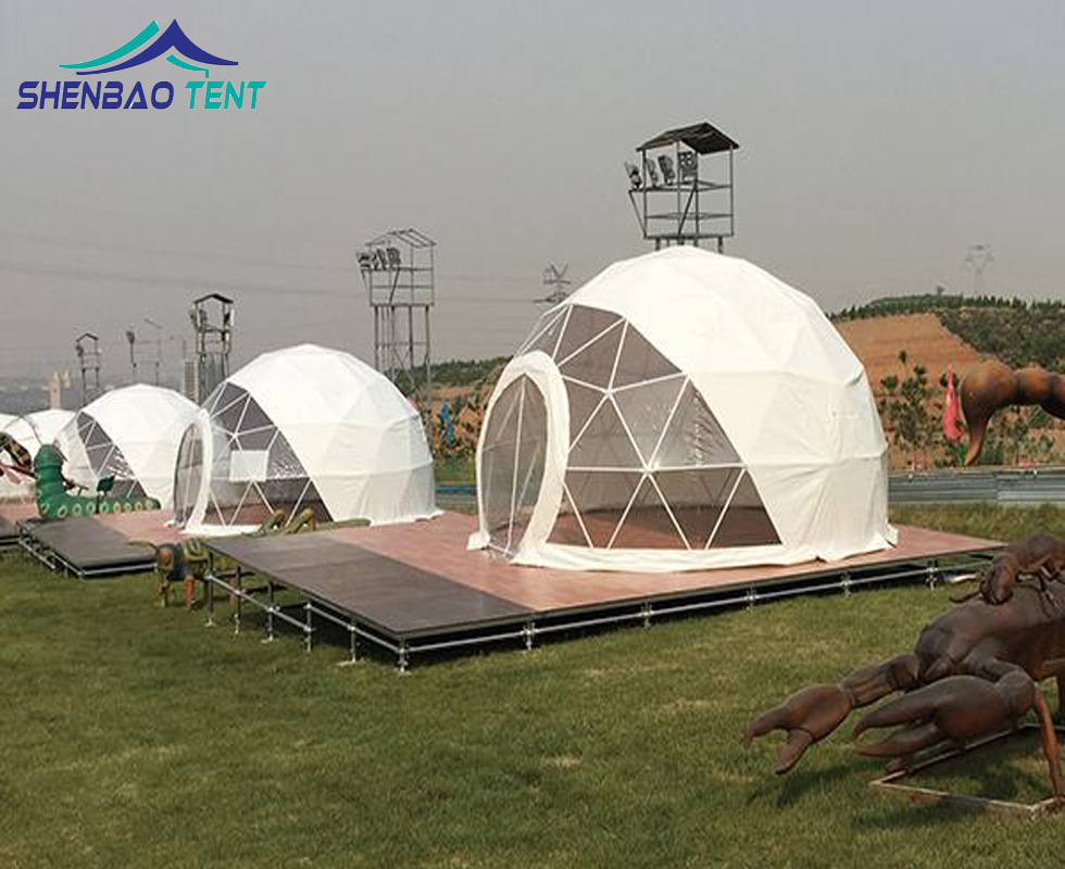 山间度假住宿体验式酒店帐篷 圆顶PVC半透明观景星空帐篷酒店