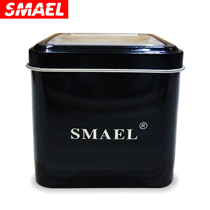 SMAEL Smale caja de reloj cuadrado negro caja de hierro hexagonal caja cuadrada