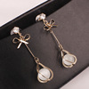 Long earrings, universal crystal with tassels, simple and elegant design, silver 925 sample