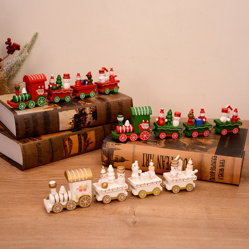 圣诞木质小火车摆件儿童圣诞节礼物圣诞装饰桌面摆饰圣诞节礼品