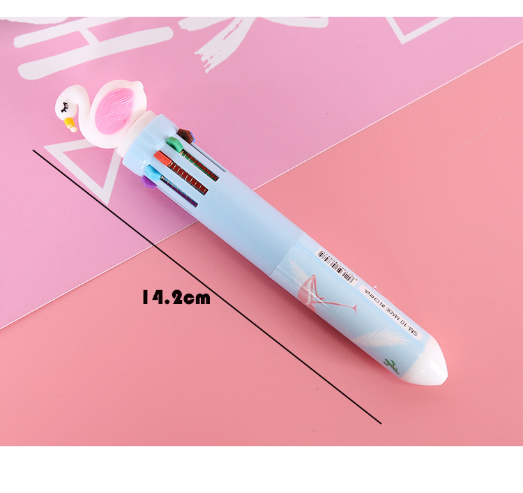 Cartoon Unicorn Flamingo Ten-color Ballpoint Pen Student Stationery 1 Piece display picture 1