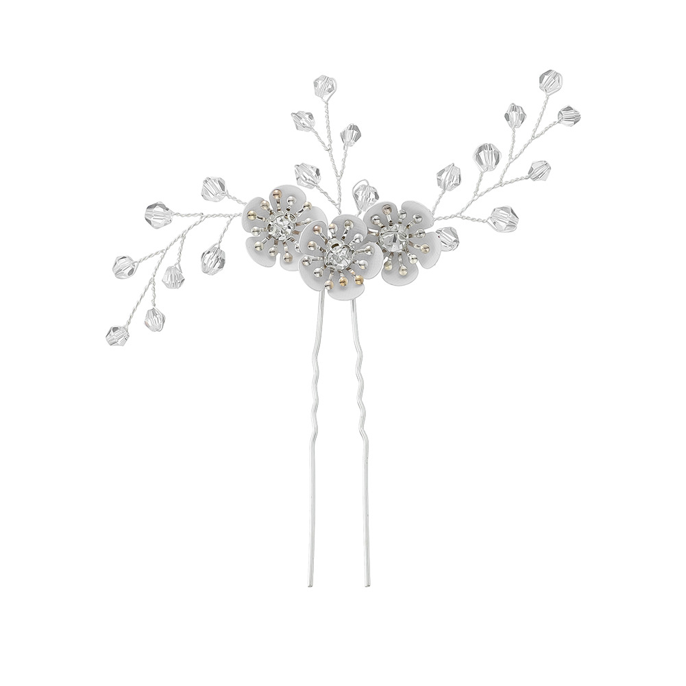 New Korean  Beautiful Antique Hand-woven Crystal Flowers Bridal Hairpin display picture 2