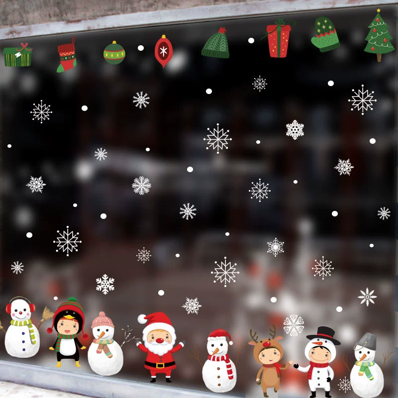 Фанси новогодний статический нашивка для детской комнаты детсад оконная декоративная наклейка на стену статическое электричество