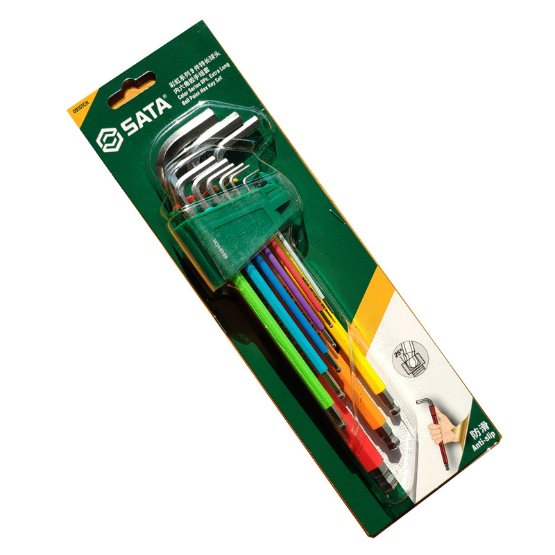 世达彩虹系列防滑9件套特长球头内六角扳手09101CH