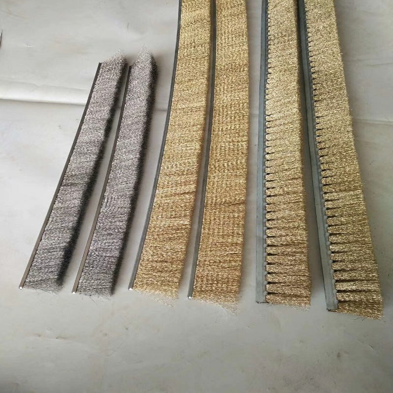 供应镀铜钢丝毛刷条 镀锌丝条刷 曲丝波纹丝钢条毛刷