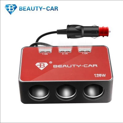 Minghui B-081 120W Siqaret Yandıran Bir-Üçdə Üç USB Portlu Avtomobil Siqaret Yandıran