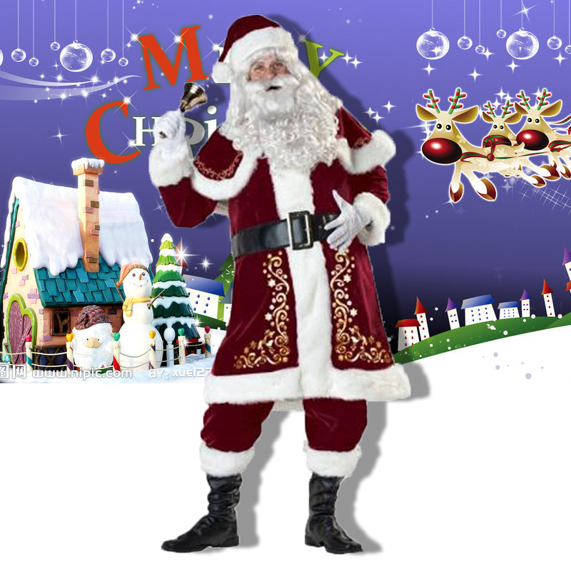 M-XXXXX L Plus Size Couple Christmas Costume Men and Women Santa Claus Costume Print Christmas Costume