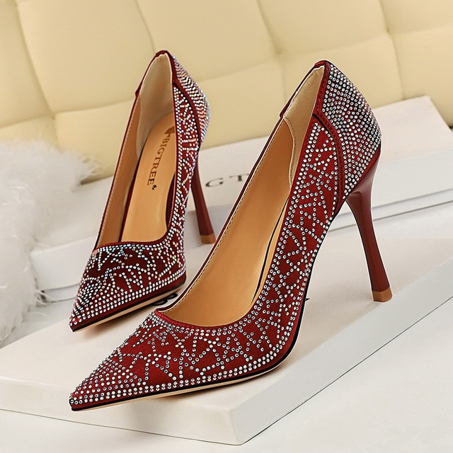 Fashion High-heeled Shoes Female Slender Shallow Point Sexy Banquet 