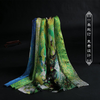 艺术衍生品高档丝巾定制来图来样logo丝绸礼品真丝围巾定制加工厂