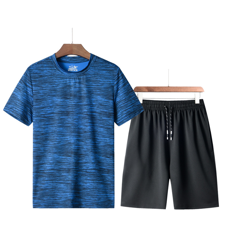 2019 hombre traje casual de verano gran camiseta de mangas cortas coreana delgada pantalones cortos de entrenamiento de secado rápido moda