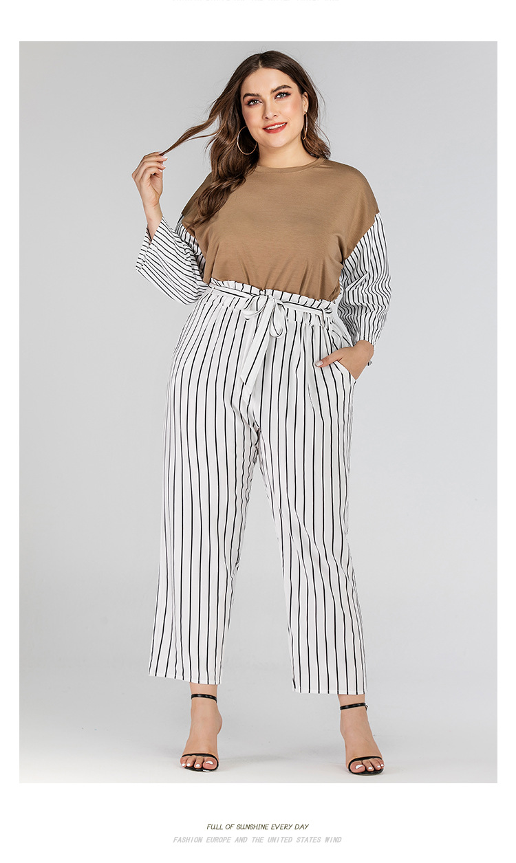 Cool Striped Large Size Casual Pants NSJR17176