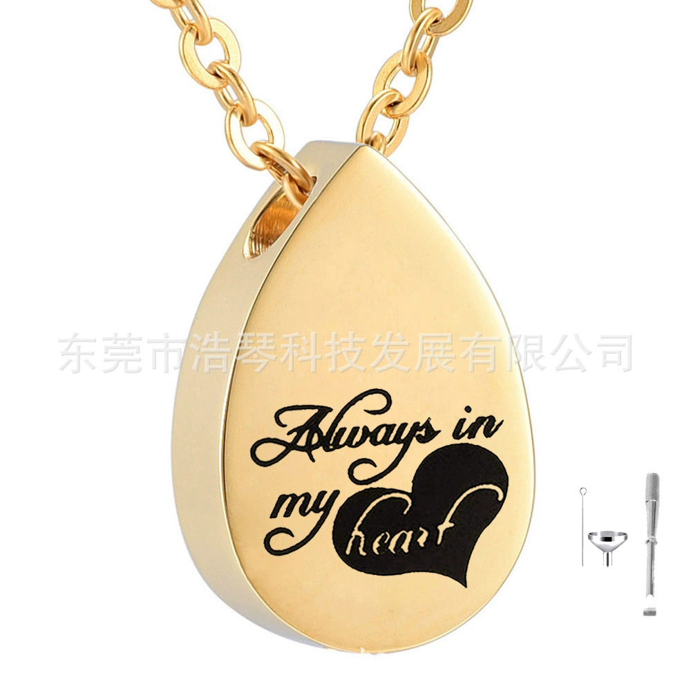 Титана стали гальваническим капли формы надписи в форме сердца пепла шкатулка кулон ПЭТ пепла ожерелье персонализированные флакон духов кулон