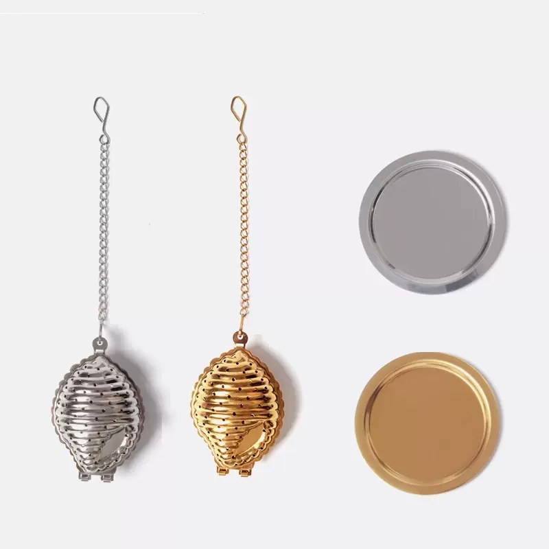 现代简约海螺型泡茶器 304不锈钢带链茶漏 茶叶过滤茶具配件现货