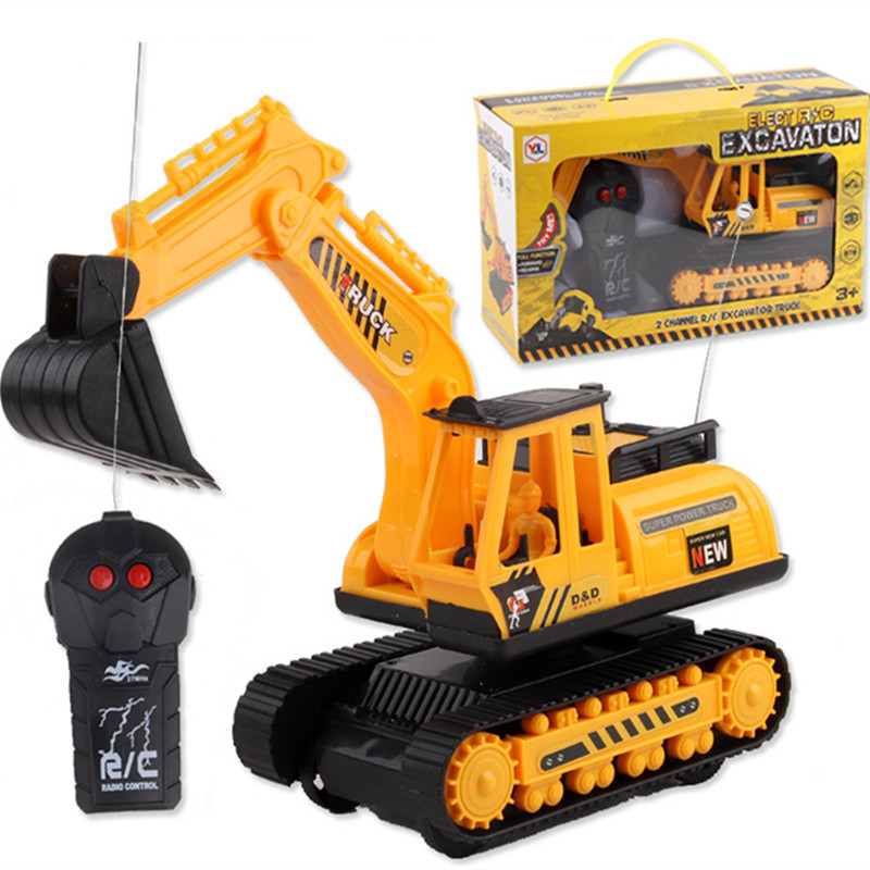 儿童电动遥控挖掘机两通仿真遥控工程车 电动遥控玩具车批发|ms