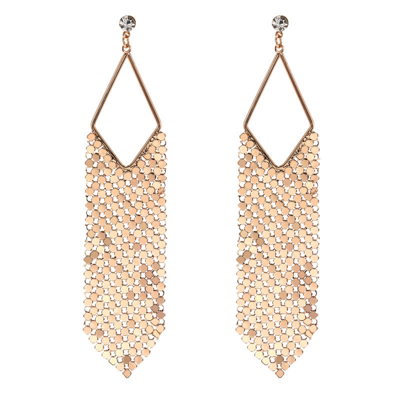 Hot Sale Bohemian Alloy Sequins Diamond Hollow Diamond Earrings Wholesale Jewelry Women display picture 1