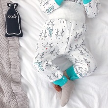 新款秋冬儿童棉裤加厚可开档扣子护肚裤卡通印花高腰保暖裤子