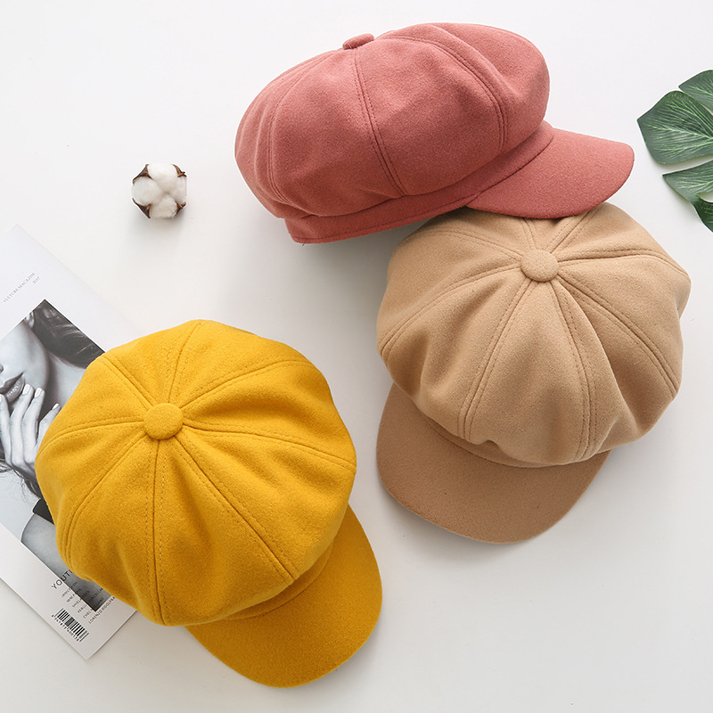 Women's Retro Solid Color Flat Eaves Beret Hat display picture 2