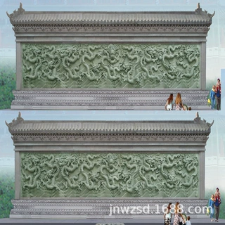 户外景观石刻龙纹屏风图 寺院花岗岩照壁价钱 寺庙砂岩九龙壁厂家
