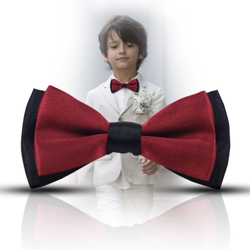 children's two-color fashionable silk bow tie with bow