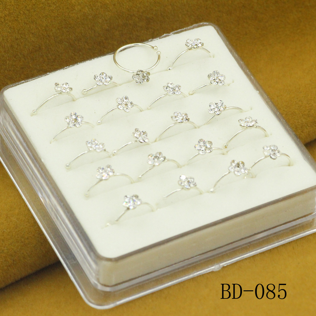 外貿電商爆款 精致經典梅花水晶鼻釘 銀飾鼻環 鼻飾 穿刺飾品批發