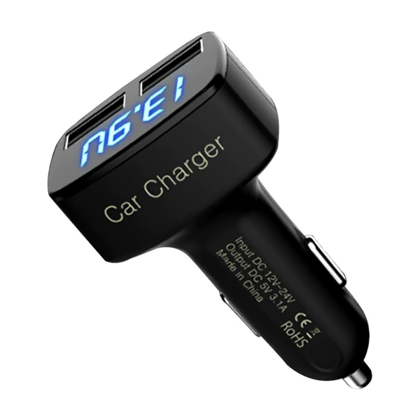 EC2 синий (2×USB + вольтметр + амперметр), чёрный корпус
