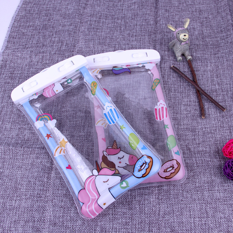 Inflatable airbag waterproof bag mobile phone waterproof bag cartoon bag snorkeling water park wholesale direct supply factory with lanyard