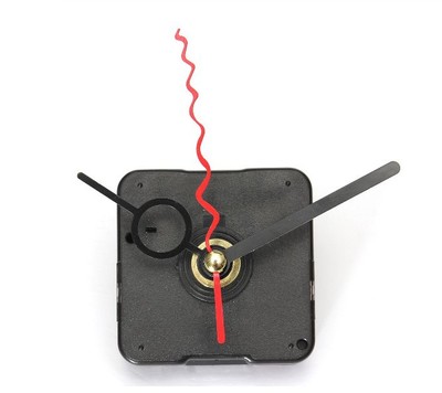 精品静音12mm轴石英挂钟表机芯DIY玩具修理配件创意黑针+红色弯秒|ms