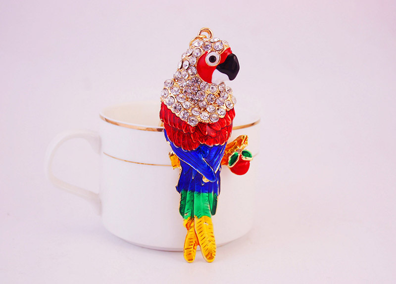 50g Weight Alloy, Metal Material Unisex Gender  Alloy Colorful Parrot Keychain Animal Bird Keychain 5
