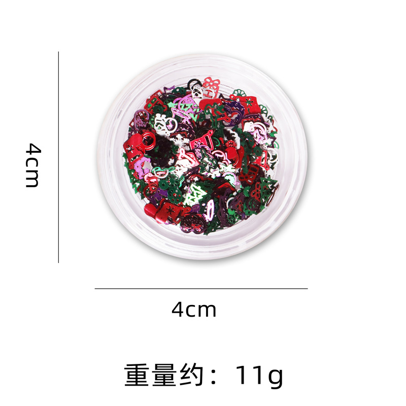 Cruz-frontera accesorios de uñas color Navidad pieza de ordenador ultra-fino hueco lentejuelas regalo copo de nieve parche de metal