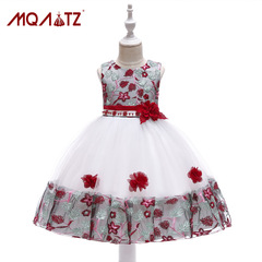 兒童禮服裙子 女童繡花訂珠連衣公主裙網紗花邊婚紗蓬蓬裙ins新款