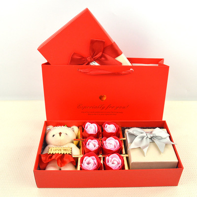 originality jewelry Gift box Necklace Ring Ear Studs Packaging box Manufactor Direct selling Valentine's Day 6 Soap flower Jewelry box