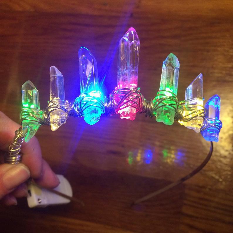 Led Crystal Headband Natural Stone Light-up Hair Accessory_voghion.com