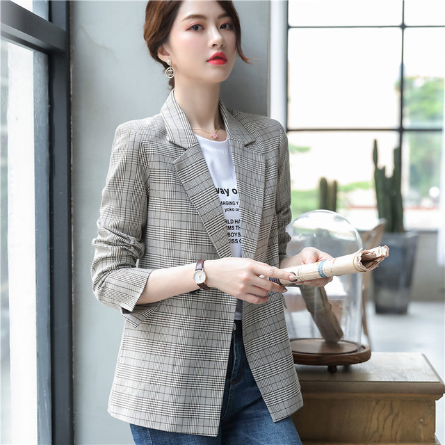 Net Red Suit Jacket Female 2019 New Autumn Korean Version Loose Student Leisure Style Chequered Small Suit