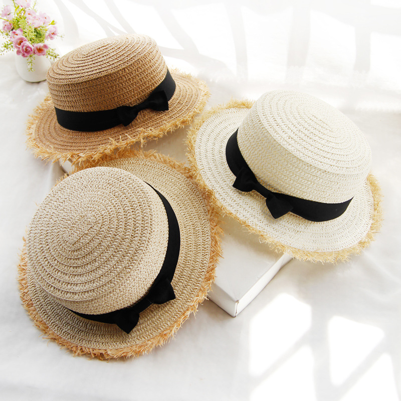 Women's Vacation Beach Solid Color Flat Eaves Straw Hat display picture 1