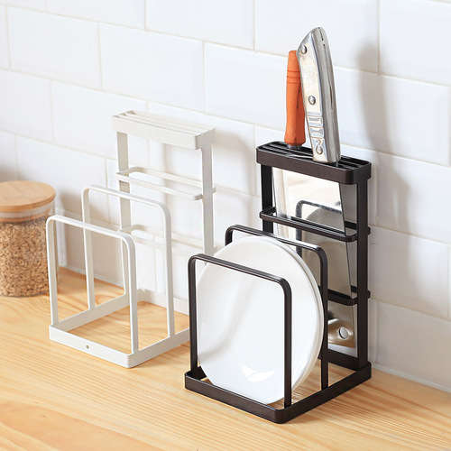 Iron kitchen knife holder, water drainage rack, Japanese kitchen cutting board holder, cutting board storage rack, vertical knife stand, cutting board rack