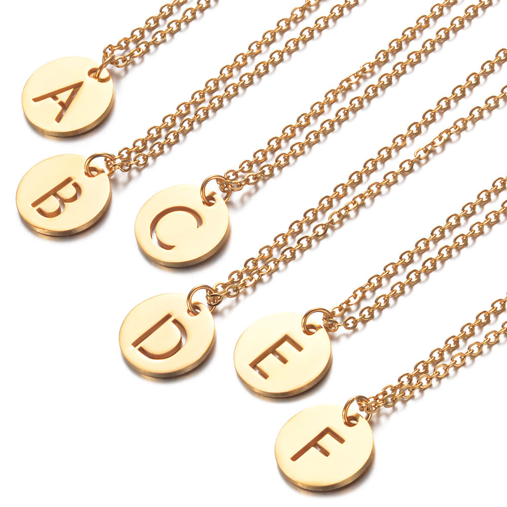 Simple Style Letter Stainless Steel Titanium Steel Plating Chain Gold Plated Pendant Necklace display picture 1