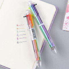 Multicolor round pens, eight-color push-button colored oil pens, retractable red, blue, and black pen cores, cute student stationery wholesale