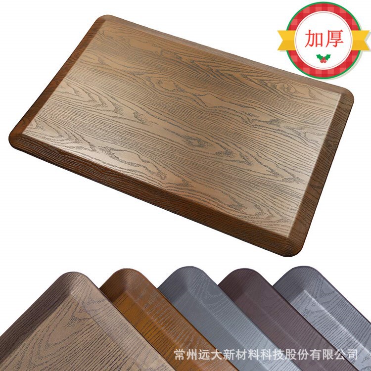 Amazon 3D wood grain polyurethane carpet PU Foam Kitchen Floor Mat antibacterial anti-fatigue mat bathroom anti-slip mat