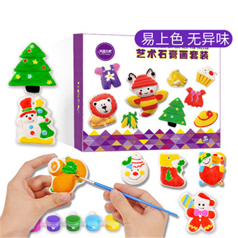 芙蓉天使艺术石膏画套装男女幼儿园手工DIY制作白坯娃娃彩绘批发|ms