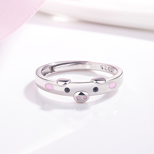 Korean style piggy ring for women, fresh and cute piggy open ring, animal ring, simple fashion jewelry