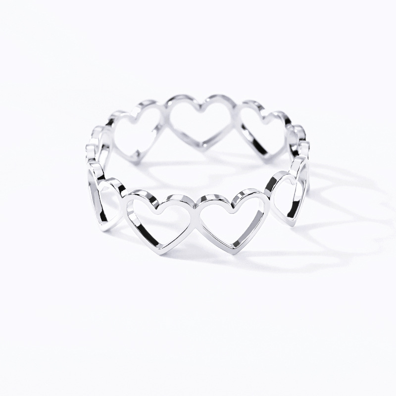 Metal Hollow Heart Link Rose Gold Ring display picture 2