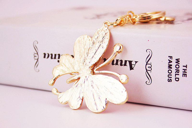 40g Weight Birthday Occasion Metal Material Father'S Day Festival Butterfly Pattern Unisex Gender Blue Color Diamond Craft Small Gift Colorful Butterfly Insect Women's Keychain 11
