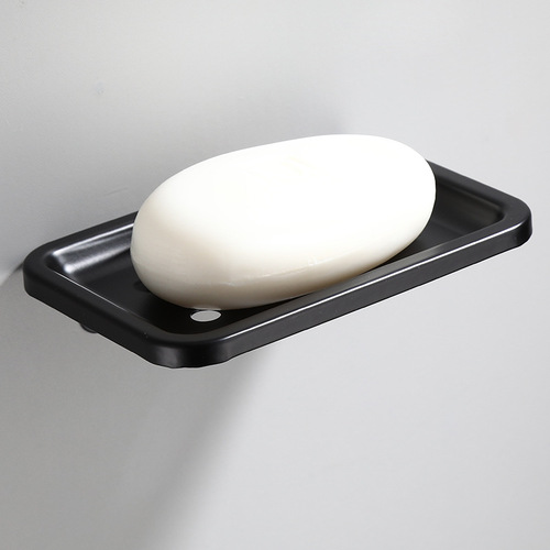 European black soap rack single dish space aluminum bathroom soap dish white hotel bathroom soap rack