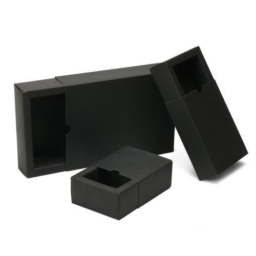 Custom printed logo wholesale manufacturer of thick black packaging boxes for candies, tea leaves, socks, and drawer-style paper boxes