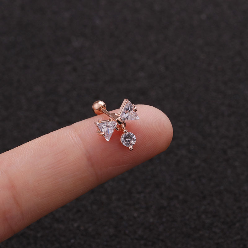 new fashion thin rod screw bow knot pendant earrings wholesale