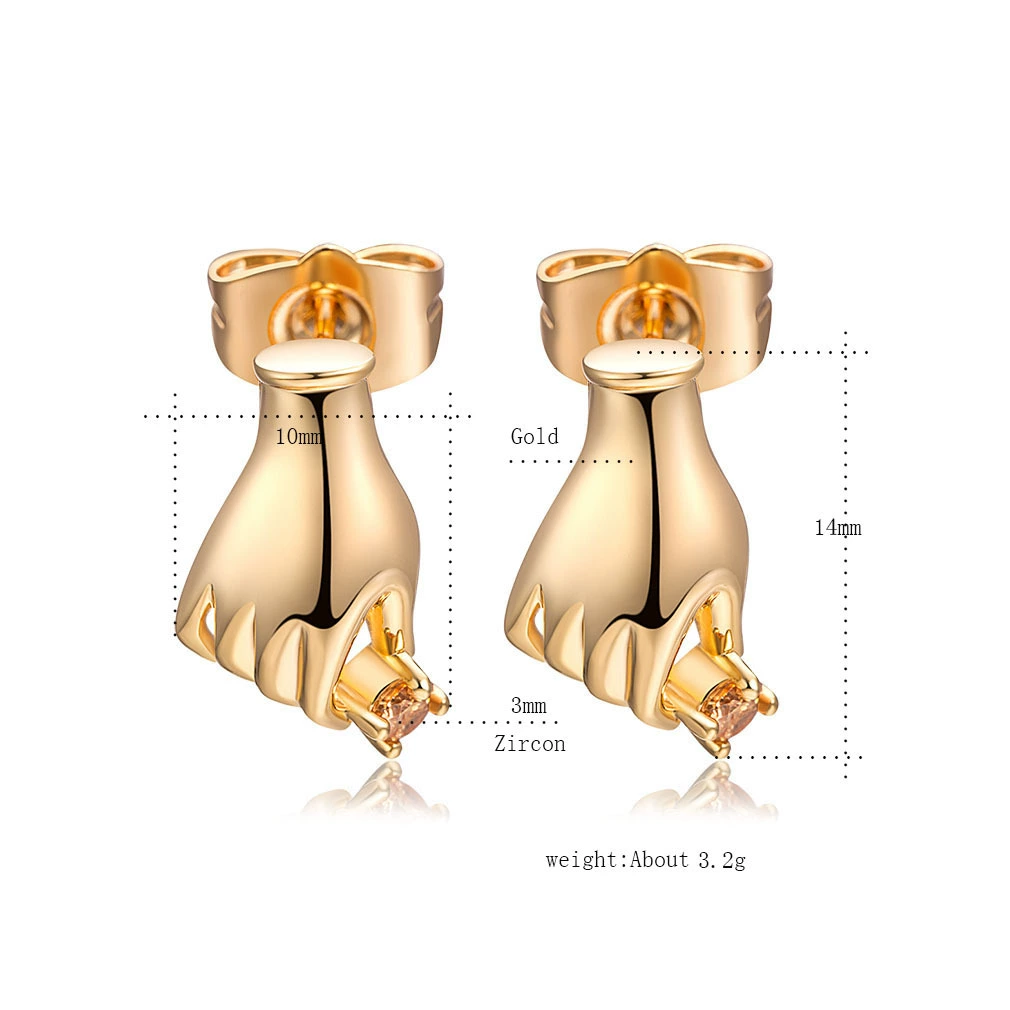 Brand copper zirconium, earrings for beloved, European style